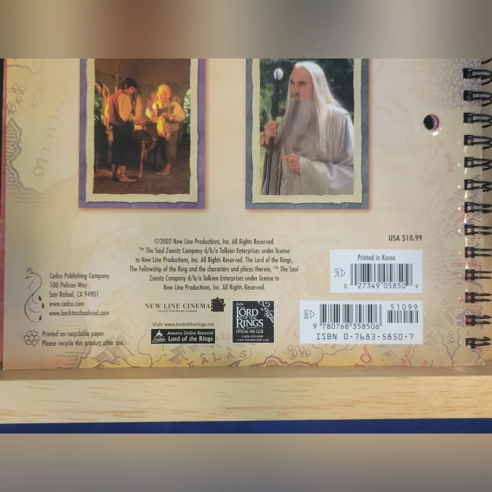 LORD OF THE RINGS STUDENT PLANNER (2003) **BRAND NEW**
